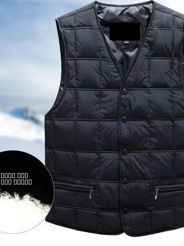 

Men's down Vest Thiened V-ne Large Size Mid-aged And ly Warm Inner Dad's Sle Upper Apparel Winter Faion