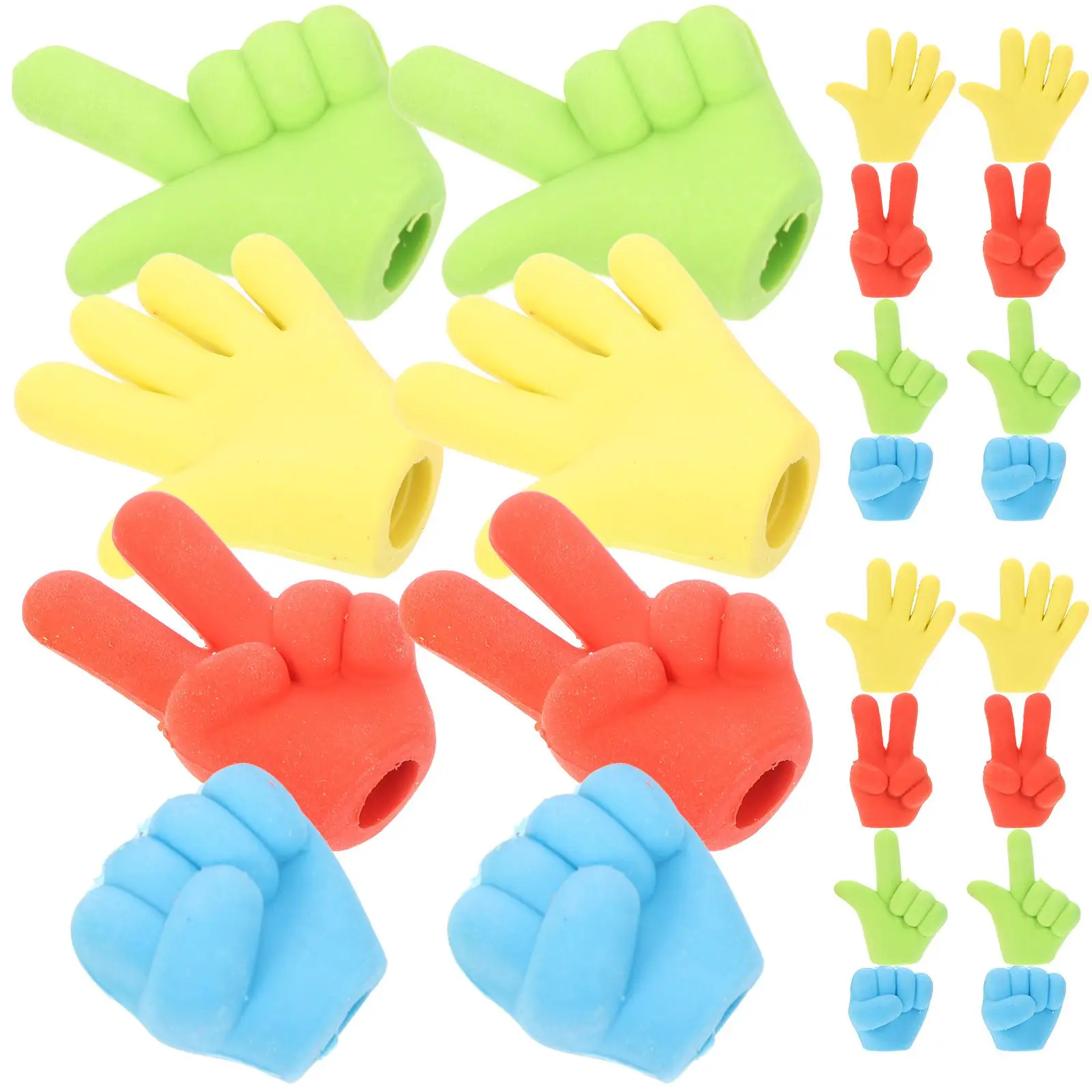

24 Pcs Finger Shaped Erasers Cute Cartoon Design School Kids Pencil Topper Bulk Fun Students Rubber Safe Environmental