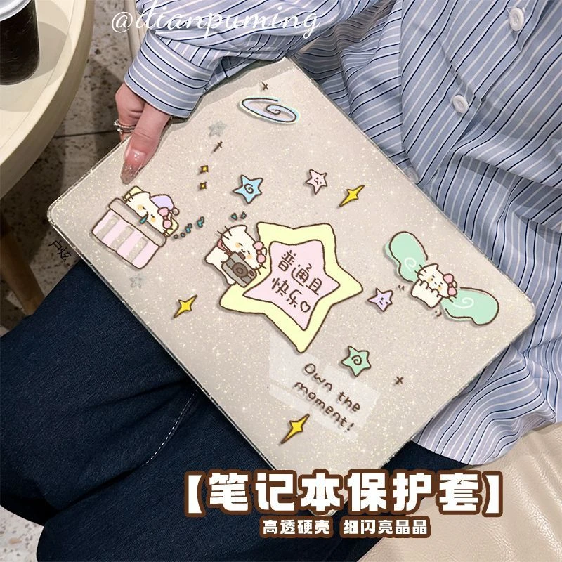 

Cute Glitter Laptop Case For Macbook 13 Neo A3404 New Air Pro 13 14 15 16 M1 M2 M3 M4 M5 Chip For MacBook Hard Protective Cover