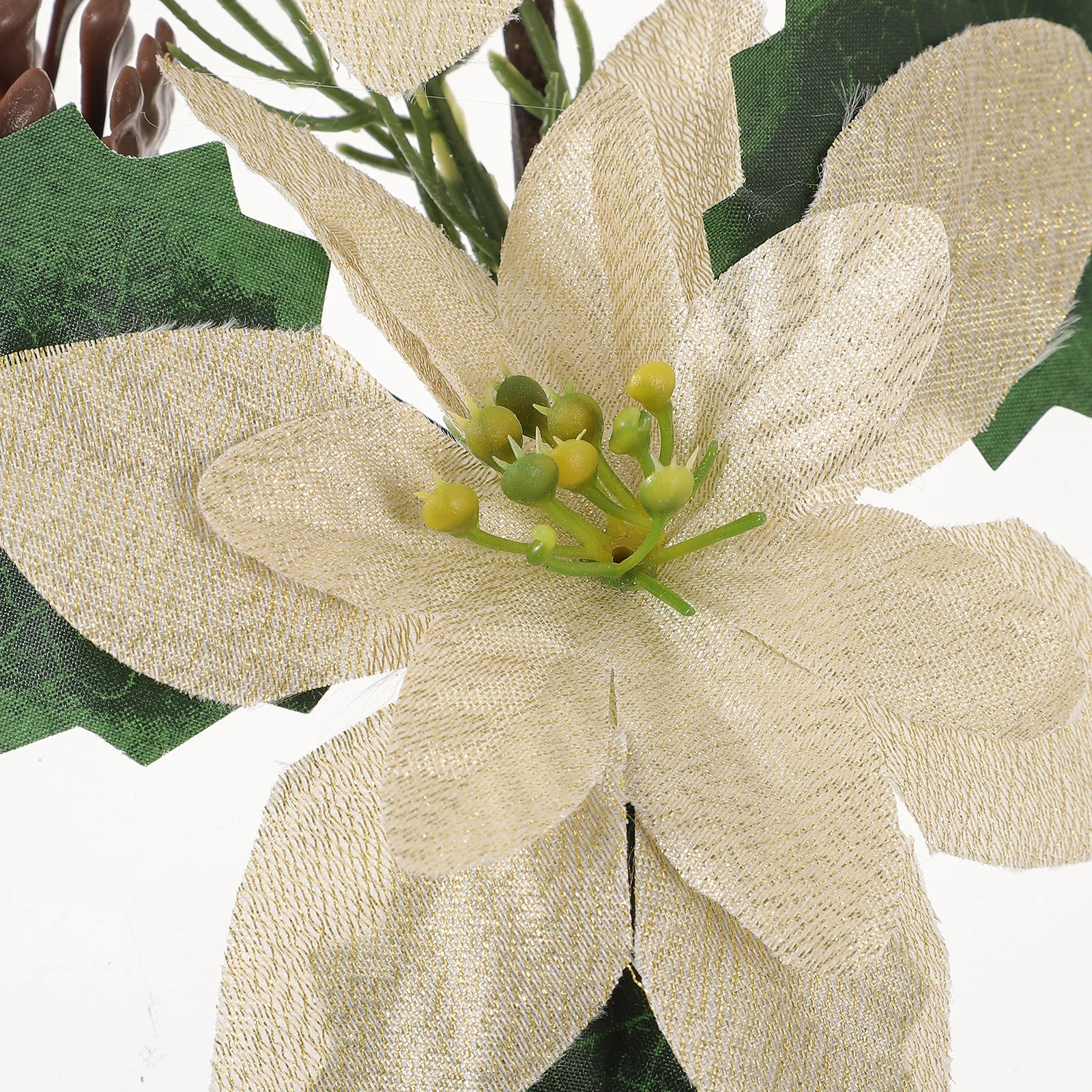 

2Pcs Lifelike Poinsettia Picks Christmas Floral Decorations Xmas Tree Branches for Party Wedding Centerpiece Home Atmosphere