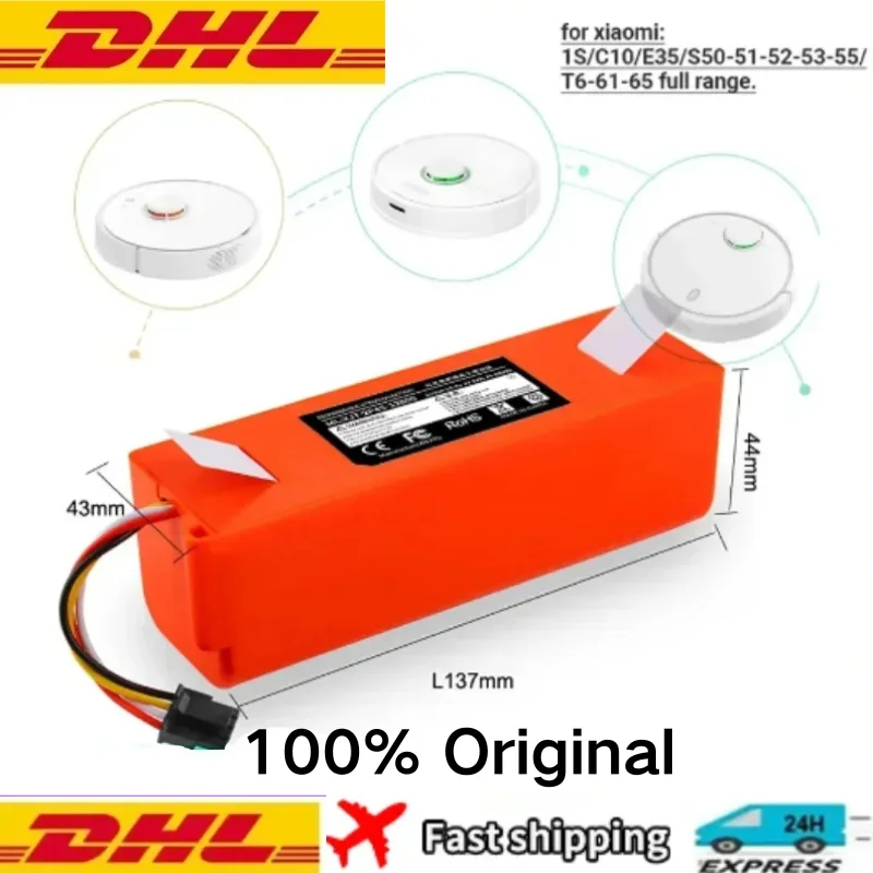 Batterie de remplacement pour aspirateur robotique Xiaomi Roborock S55 S60 S65 S50 S51 S5 MAX S6, 100% originale, BRR-2P4S-5200S