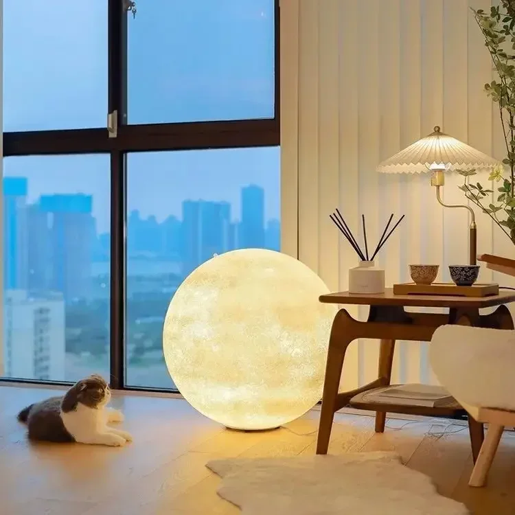 

Atmosphere Round Floor Light Nordic Moon LED Floor Lamp Living Room Home Decoration Lighting Bedroom Bedside Lustre Lamp Fixture