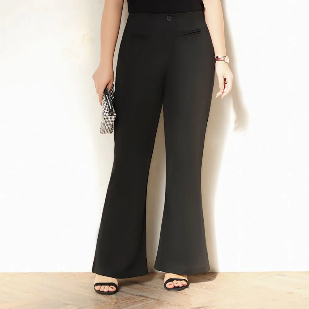 Knit Texture Drape Effect High Waist Micro Flare Pants XL XXL Autumn 2024 Good Quality New Full-Length OL Suit Trousers