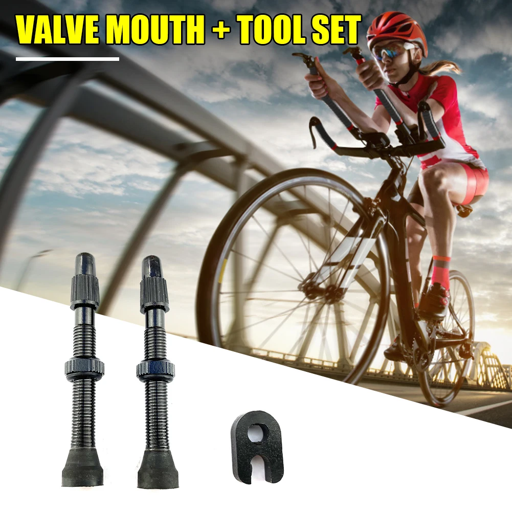 60mm 1 Pair Alloy Stem Presta Valve Bike Tubeless Tire + Tool Road Mountain for Outdoor Caring Personal Bicycle Supply