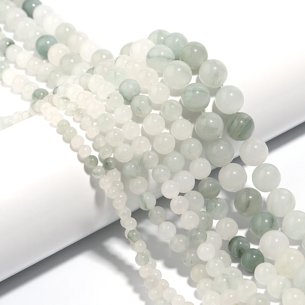 1 Strang 4/6/8/10/12 mm natürliche Tianshan-Jade-Steinperlen, runde lose Perlen für Schmuckherstellung, DIY-Armband, Halskette, Zubehör