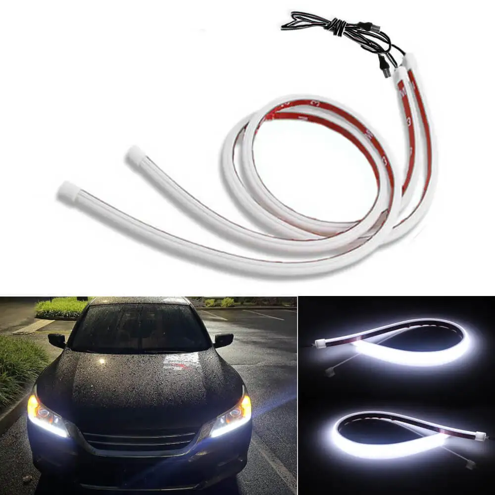 

2x For 2013-2015 Honda Accord sedan White Illuminating Headlight LED DRL Signal Light Strips Retrofit 12V