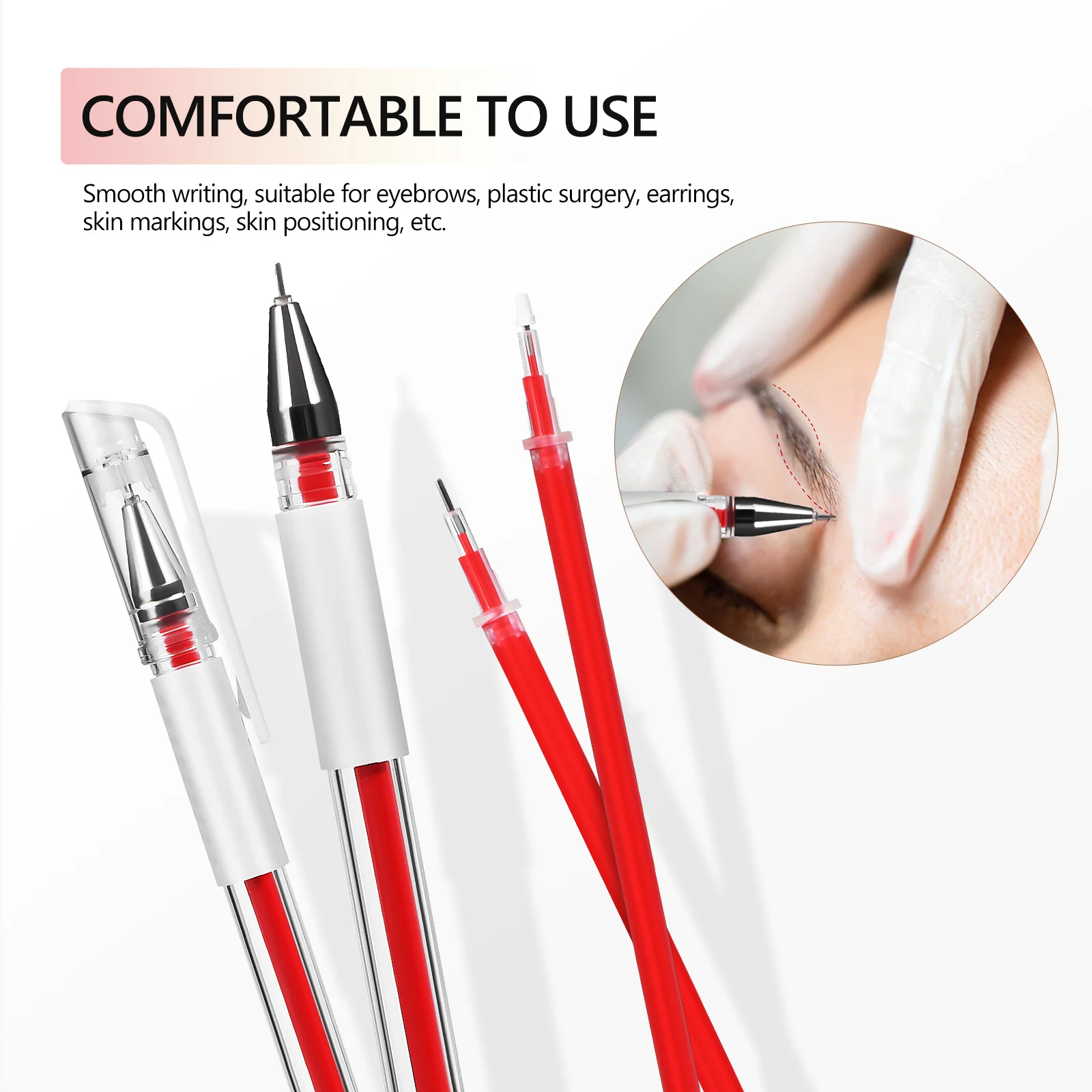 

4Pcs Brow Mapping Skin Marker Pens Eyebrow Tattoo Pen Multi Purpose Precision Drawing Tool Replacement Refills Durable Ink