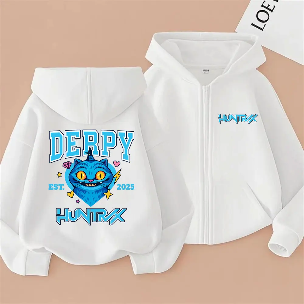 

Movie Kpop Demon Hunters Derpy Tiger Zipper Hoodie Men Women Fashion Oversized Zip Up Hoodies Unisex Vintage Casual Jacket Coat