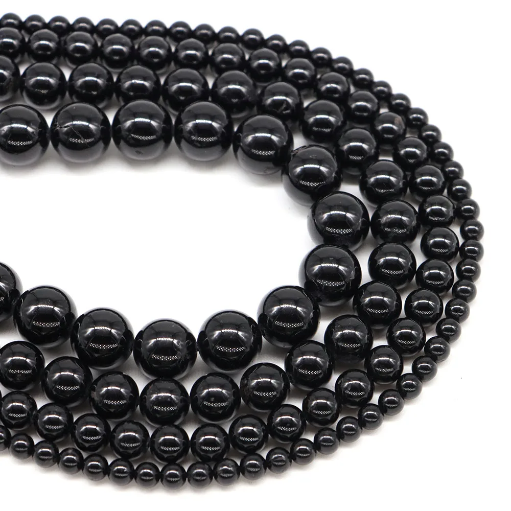 4 6 8 10mm Natural Crytsal Stone Black Tourmaline Round Loose Spacer Gemstone Accessories For Making Handicrafts Jewelry Gifts - Image 4