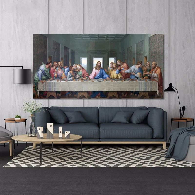 Leonardo Da Vinci's The Last Supper Posters and Print Wall Art Canvas Painting Famous Painting Art for Living Room Cuadros Decor