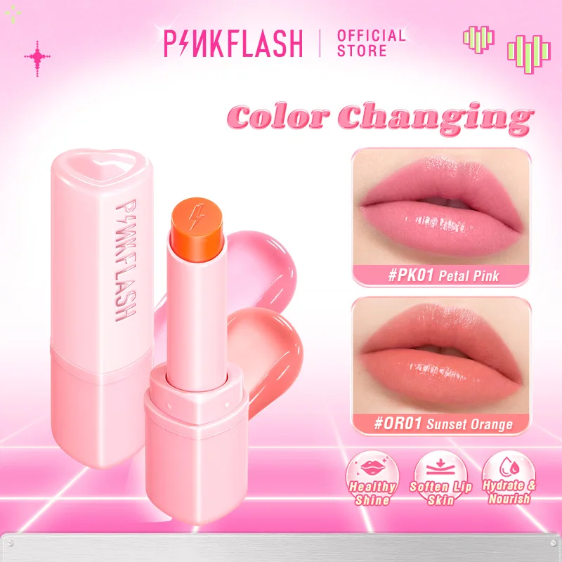 Pinkflash mudando cor brilho bálsamo labial batom hidratante à prova dwaterproof água leve não-pegajoso matizes labiais cuidados maquiagem cosméticos