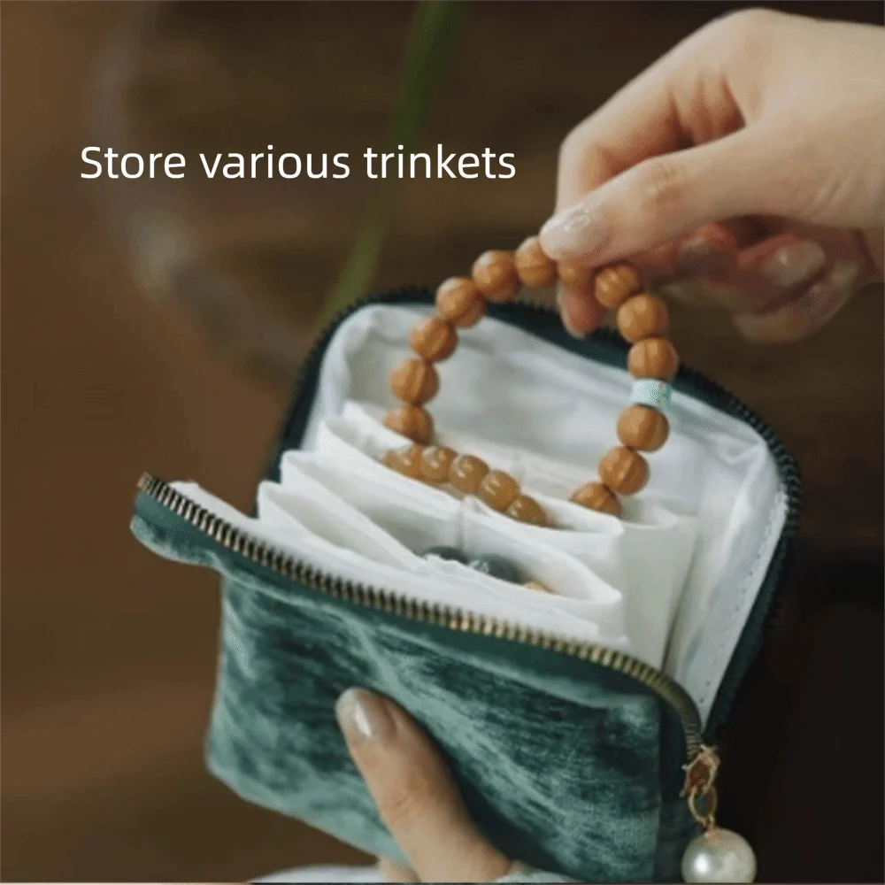 Large Capacity Jewelry Storage Bag Dust-proof Multi-functional Protective Pouch Zipper Multiple Compartments Jewelry Bag