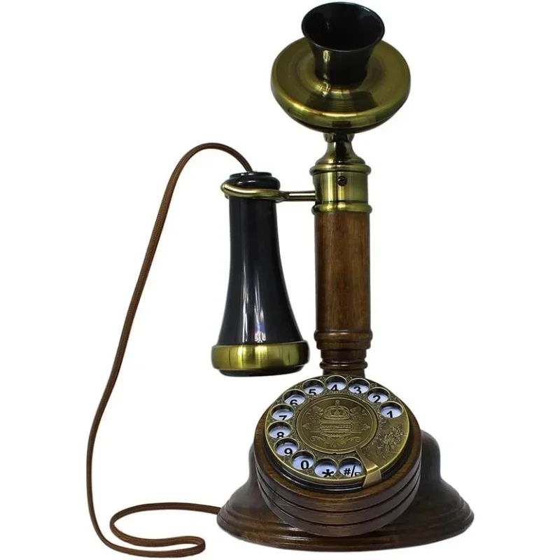 Wood Antique Candlestick Phone/Retro Rotary Phone/Replica Vintage Phone/Old Fashioned Phone/Telefono Antiguo/Retro Phone