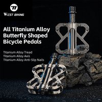 WEST BIKING All Titanium Alloy Bicycle Pedals 3 Bearings Racing Pedal Lightweight Cycling Flat Pedal MTB Road Bike Accessories