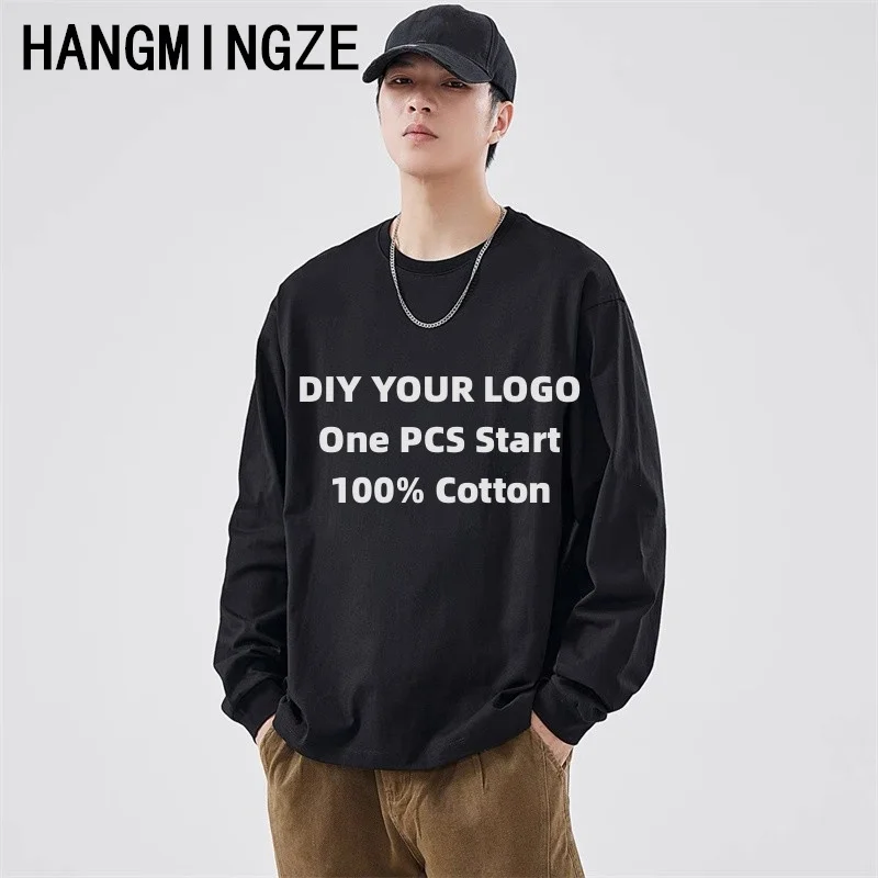 Customize Image Print T Shirt DIY Your Own Design Like Photo Or Logo T-shirt Fashion Personalize Long Sleeves Tops Tee Unisex