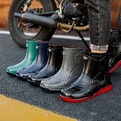 Outdoor Riding Rain Boots Motorcycle Non-slip Waterproof Shoes Mid-tube Work Shoes Rain Boots Car Wash Kitchen Rubber Shoes