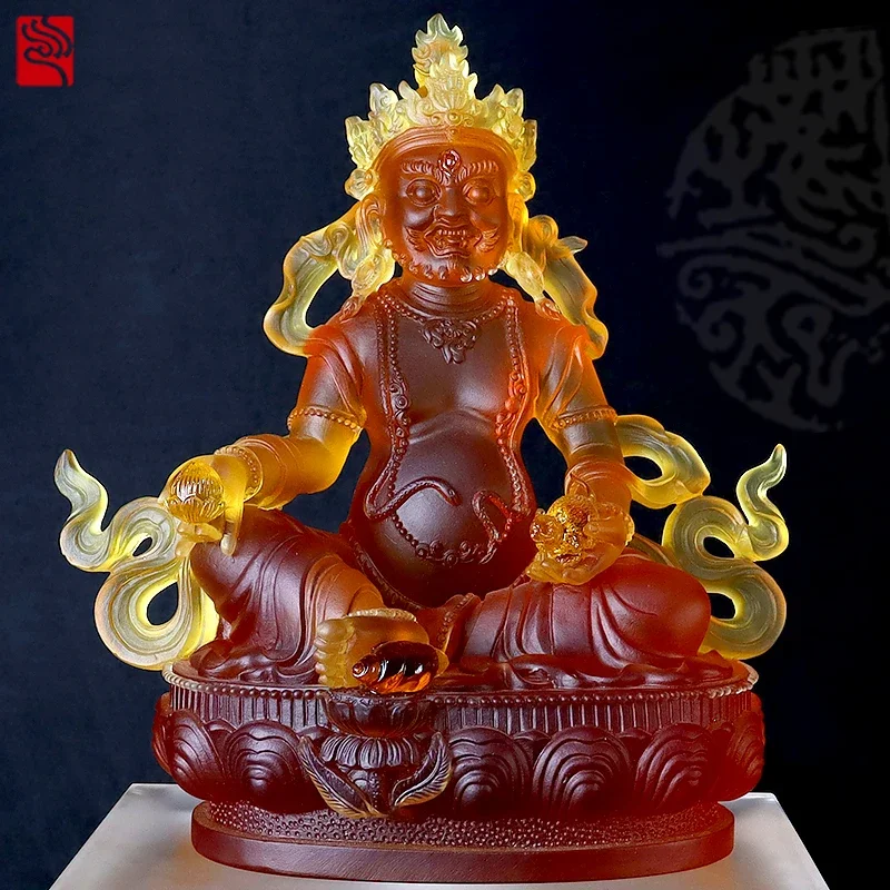 Crystal Glass Crafts Yellow God of Various Sizes Wealth Fengshui Decor Buddha Statue