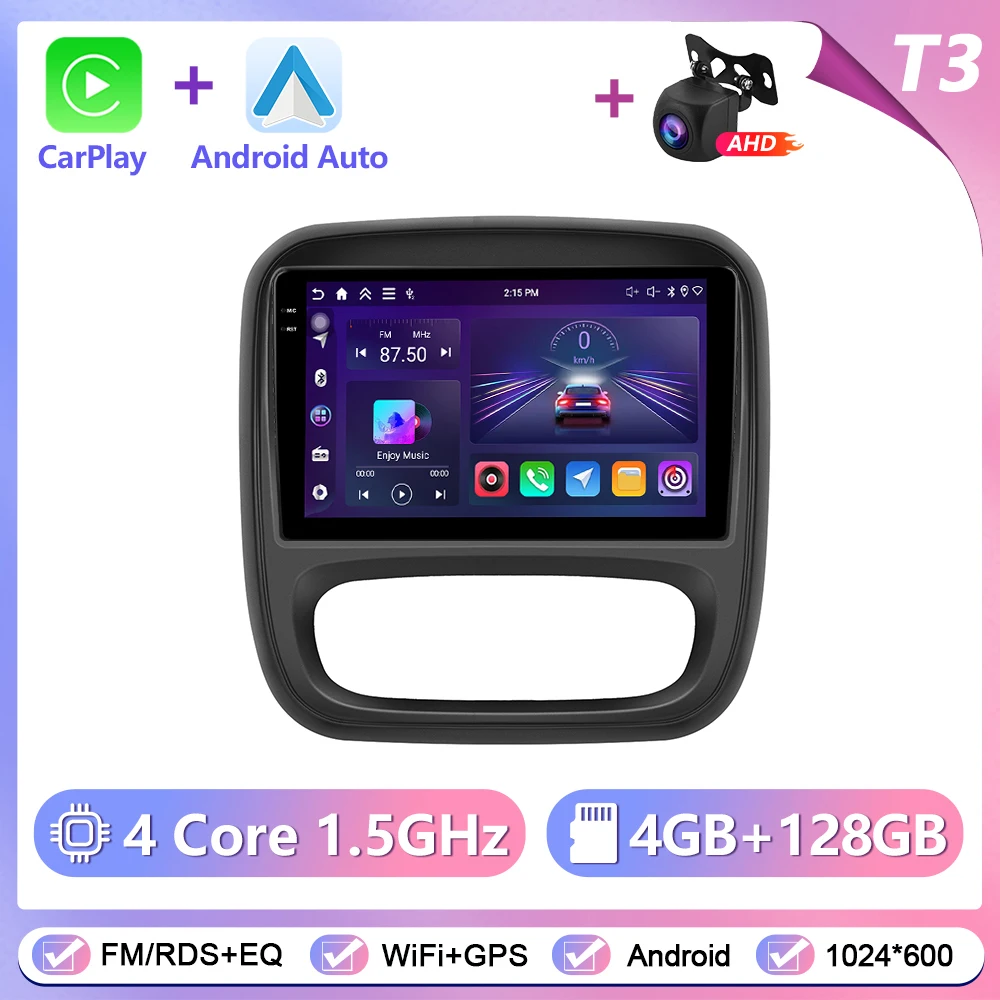 Podofo CarPlay Android Auto autoradio voor Renault TRAFIC/Opel VIVARO 2015 GPS Intelligent Systems Stereo Multimedia autoradio