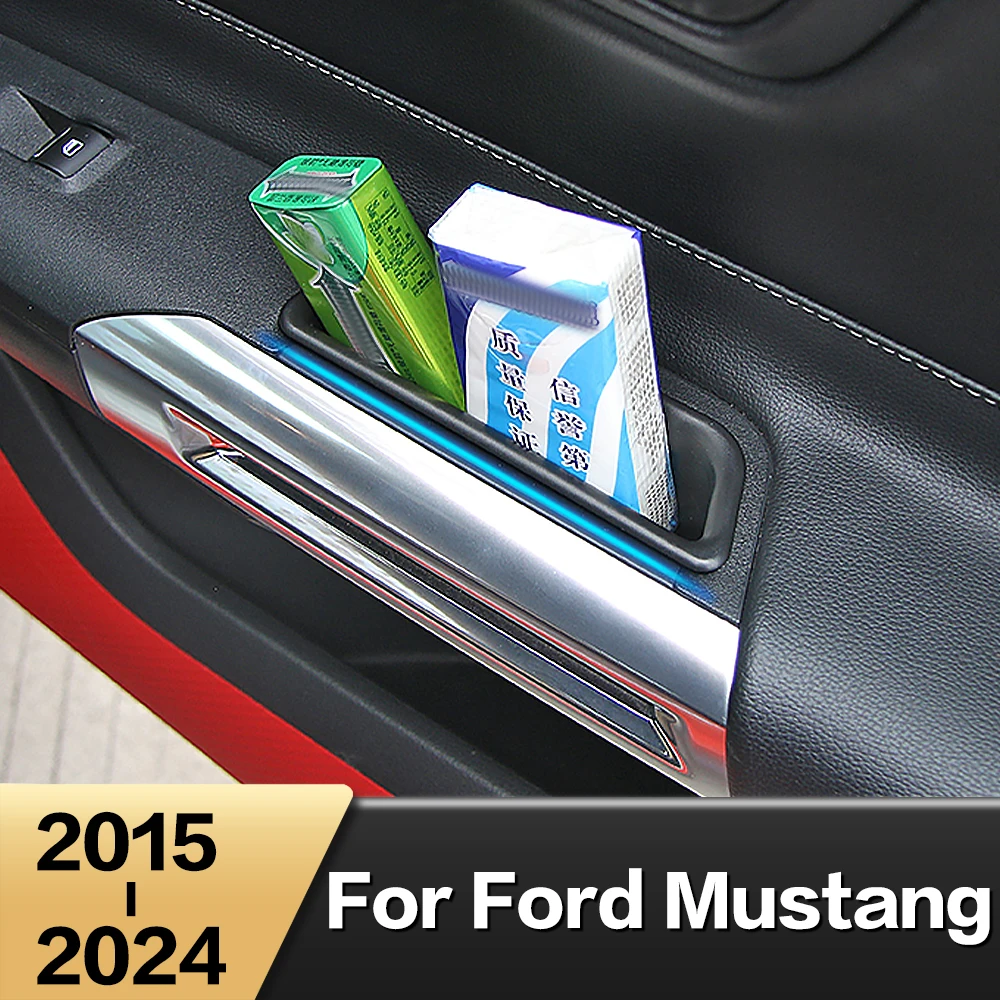 2 قطعة لفورد موستانج 2015 - 2024 2023 2022 2021 2020 2019 2018 صندوق تخزين الباب الأمامي للسيارة مقبض حقيبة اكسسوارات السيارات الداخلية #1