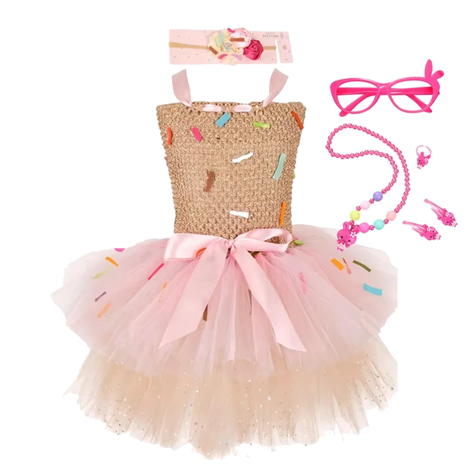 2025 New Children Lollipop Candy Patch Dress Flower Happy Purim Party Girls Tutu Dress Kids Dresses Clothes