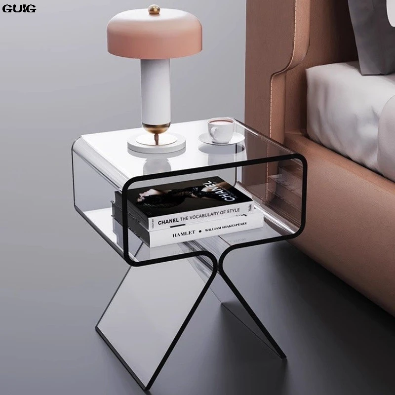 GUIG Acrylic Coffee Table Suspension Light Luxury High-grade Living Room Home Minimalist Sofa Side A Few Simple Bedroom Lockers