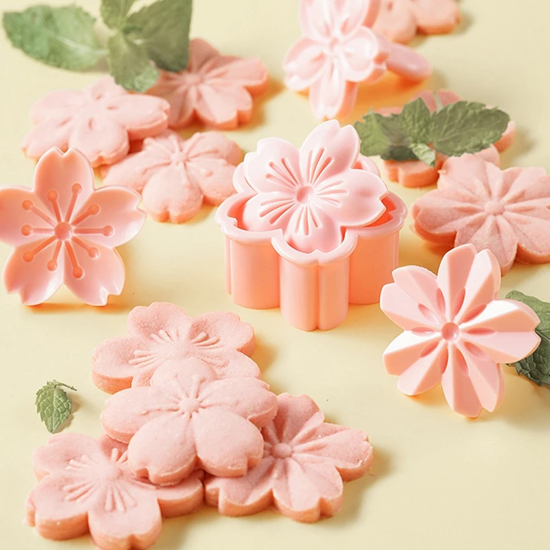 5 unids/set cortador de galletas Sakura molde sello galleta rosa Fondant herramienta para hornear accesorios herramientas de cocina