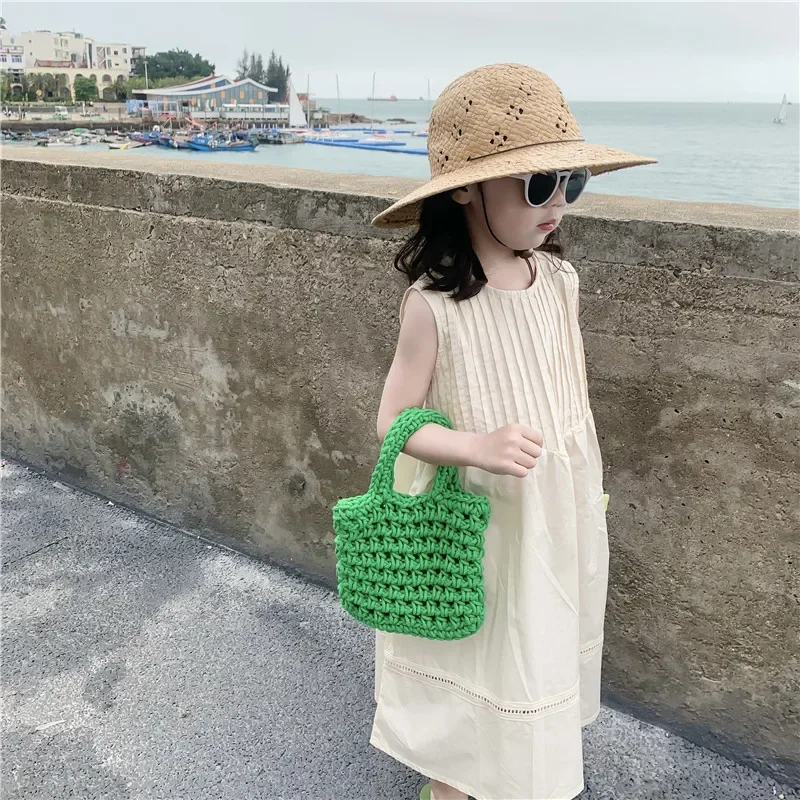 Borse per bambini nuova moda primavera estate tinta unita Casual semplice dolce carino borse per bambini ragazze Mini Tote Storage Bags