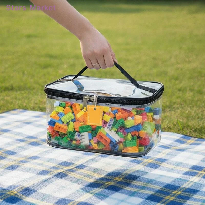 New Transparent Mesh Zipper Toy Storage Bag Large Capacity Puzzle And Block Organizer For Toy And Building Block Storage
