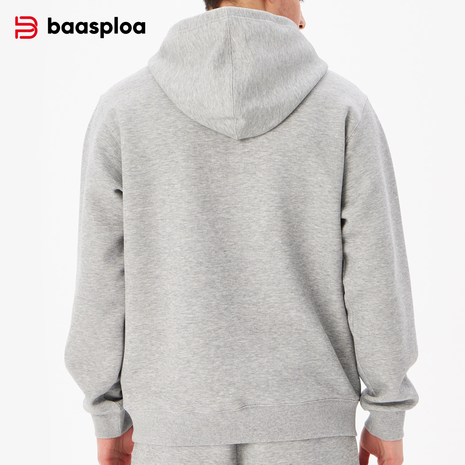 Baasploa Men Hoodies Autumn Fashion Solid Long Sleeve Pocket Hooded Sweatshirts Male Casual O-Neck Pullovers Tops Sportswear