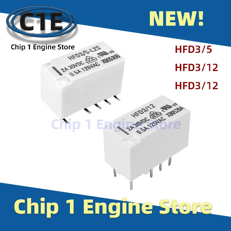 2PCS new signal relay HFD3/5 HFD3/12 HFD3/24 HFD3-5 HFD3-12 HFD3-24 2A 8PIN monostable state