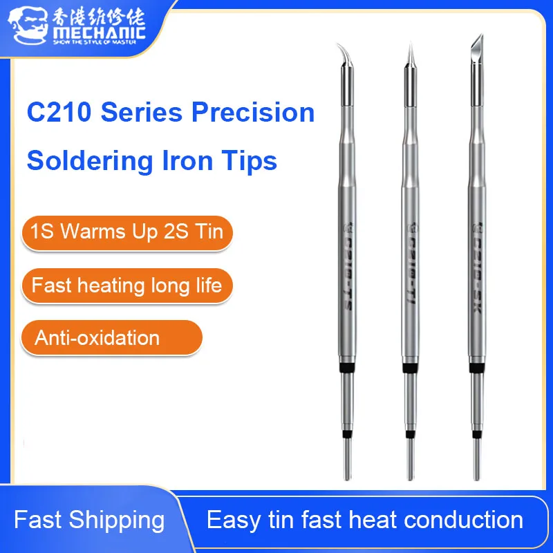 Mechanic C210 Soldering Iron Tips C210-I/IS/K For T210 Handle Soldering Station Spare Heating Core PCB Board Welding Repair Part