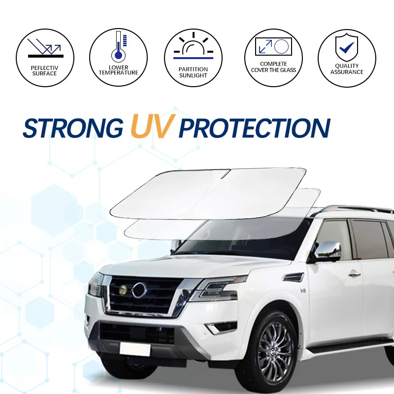 Car Windshield Sun Shade For Nissan Patrol Sunshade Summer Visor Protector Foldable Blocks UV Rays Protection Accessories