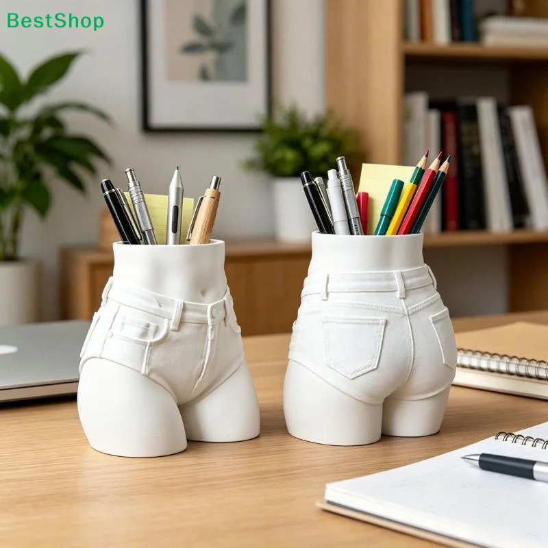 〔Z〕Slender Waist Model Pen Holder 3D Printing Stationery Storage Creative Large Capacity Pencil Cup Rack Office Desktop Supplies
