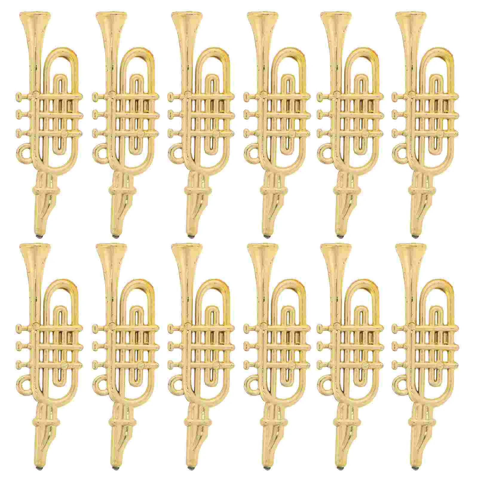 12 Pcs Christmas Decorations Miniature Music Instruments Plastic Minatures Alto Saxophone Golden Tiny