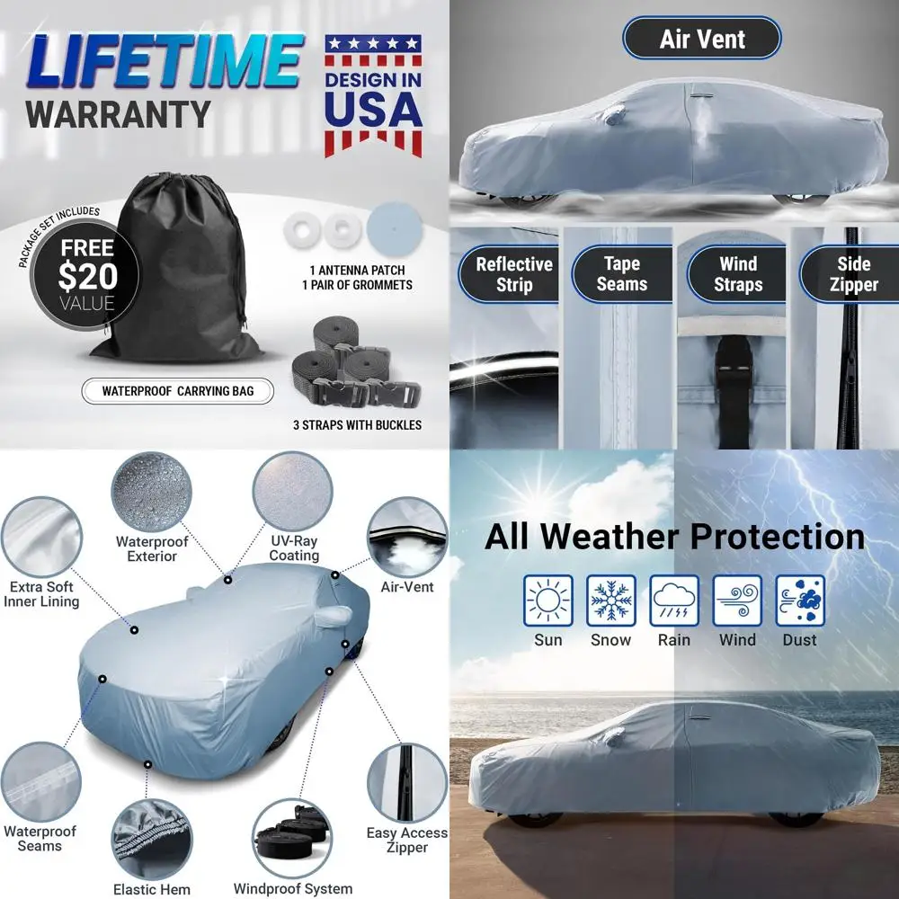 

Прочный водонепроницаемый чехол для автомобиля 1987-1996 годов выпуска - защита от УФ-излучения, индивидуальная подгонка, для использования на улице и в помещении, с ремнями и сумкой для хранения