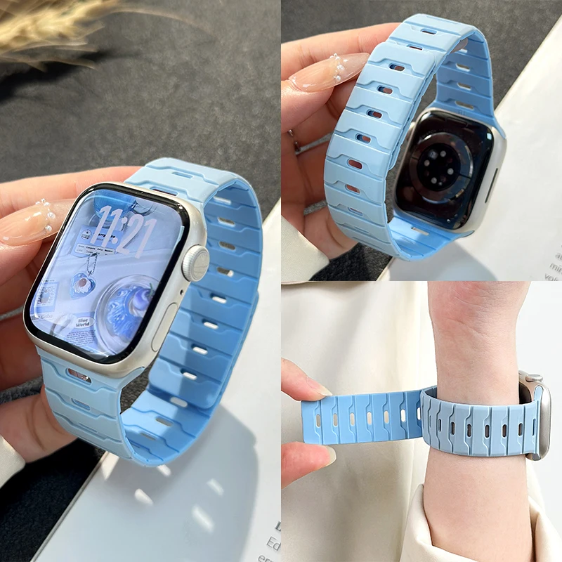 Silicone Magnetic Strap for Apple Watch 11 10 42mm 46mm 9 8 7 6 5 4 SE 45mm 41mm 40mm 44mm Replace Band IWatch Ultra 3 2 1 49mm