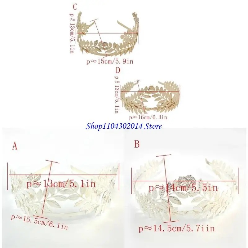 R0JC اليونانية اليونانية الغار القوطية قوطية العائلة Golden ورقة الشعر طوق للعروض الحية #6