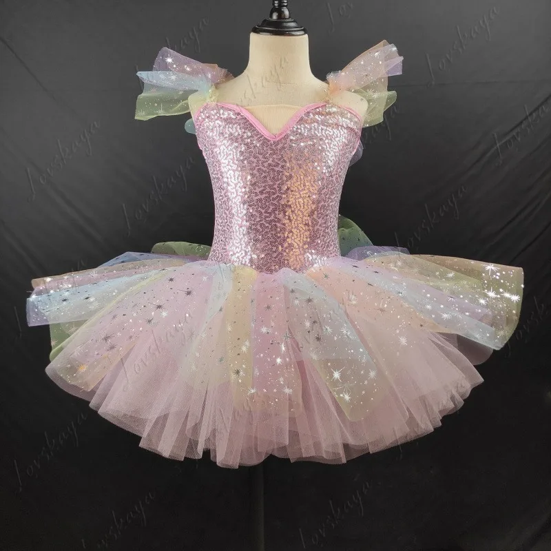 new-style-girls'-ballet-dress-chiffon-dress-children's-puff-skirt-performance-outfit-baby-little-swan-ballet-dress