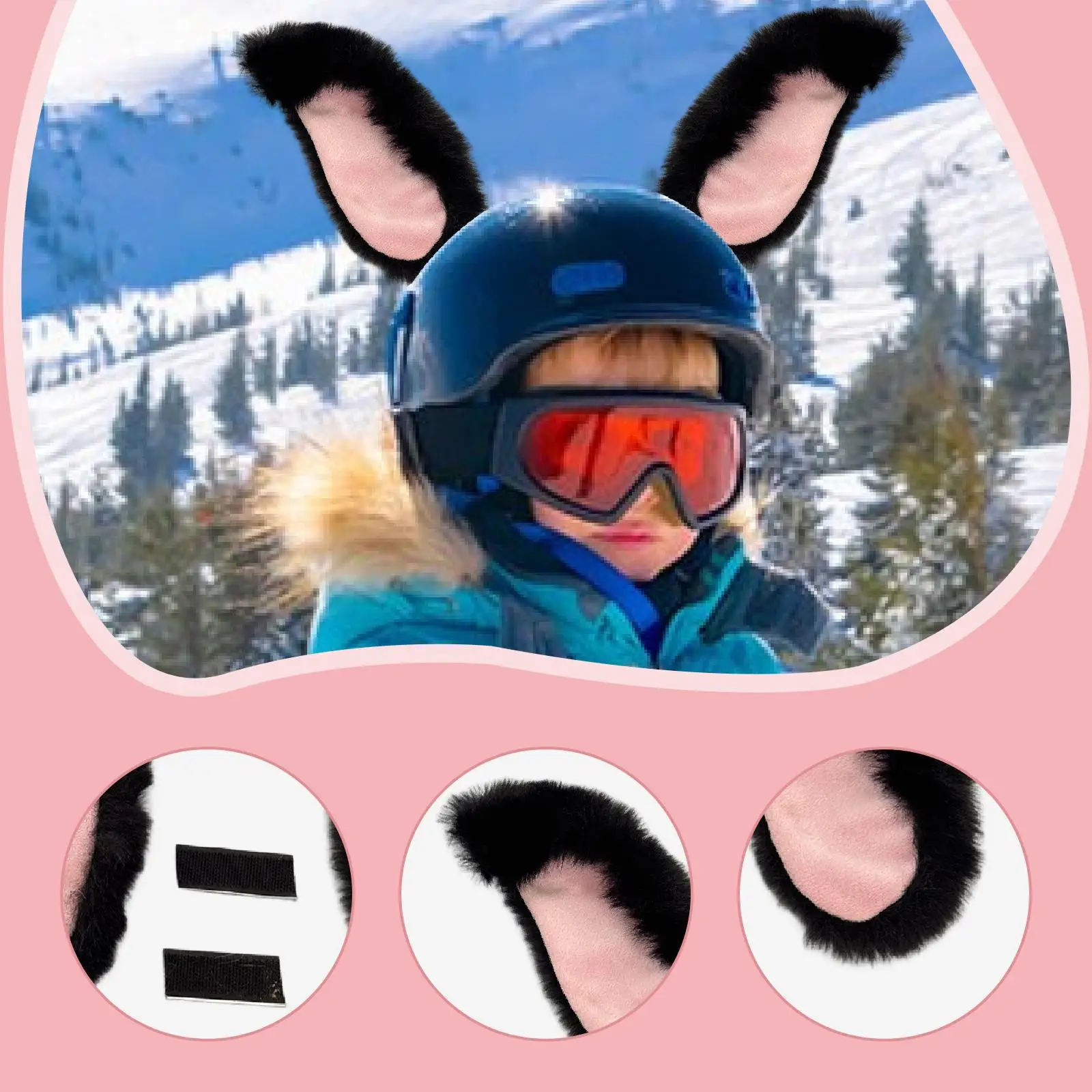 Orelhas de coelho para decoração de capacete, acessórios de ciclismo, orelhas de coelho com pegajosas para andar de bicicleta, esqui ao ar livre