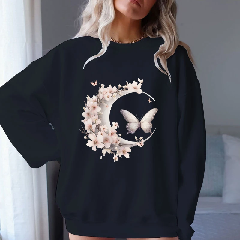 

(A+Quality)Autumn Winter New Fashion Women Clothing Butterfly Printed Casual Sweatshirt Long Sleeve Tops Ladies Pullover