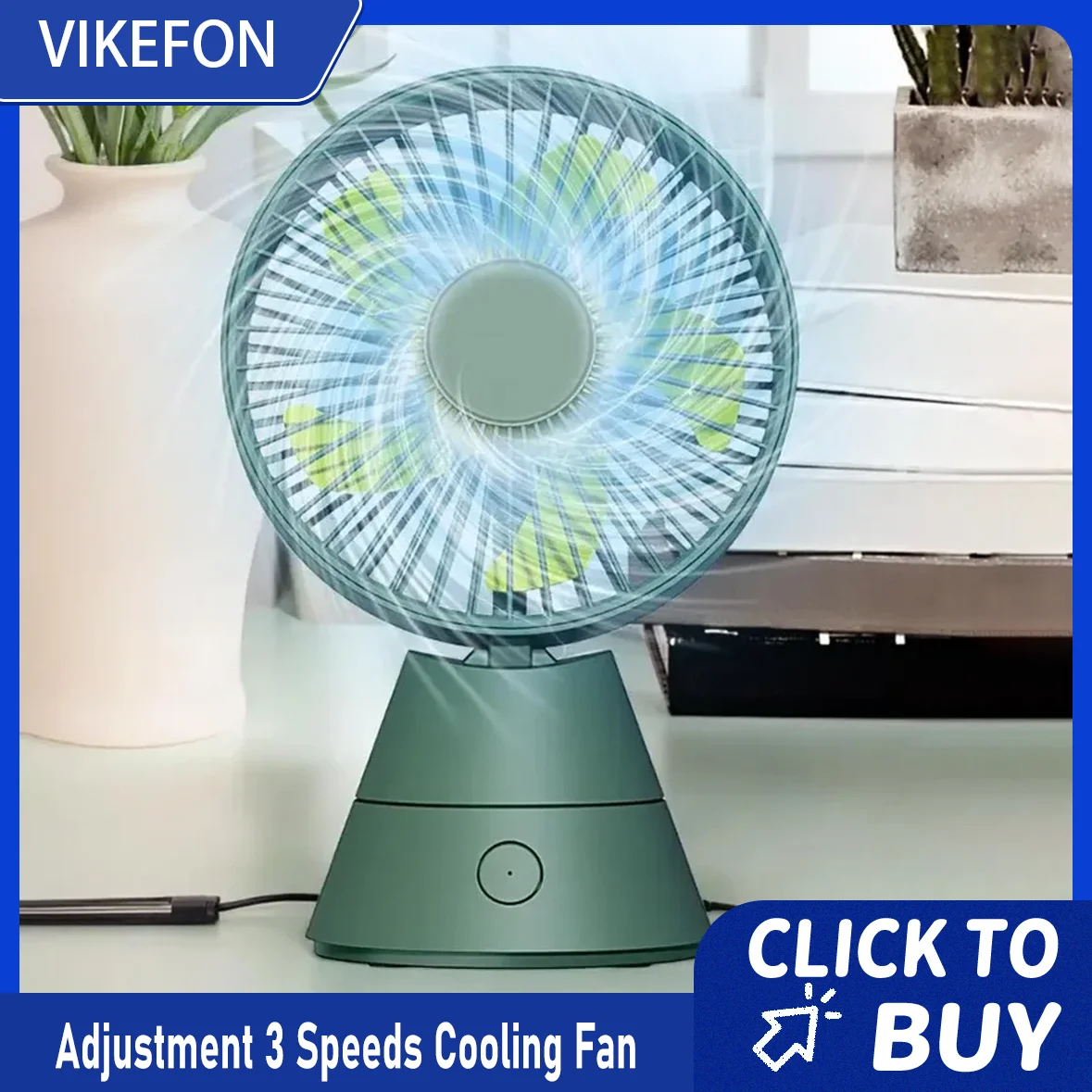 

Desk USB Fans Shake Head Adjustment 3 Speeds Cooling Fan Lightweight Multifunctional Must Have For Office Picnic Table Bedside