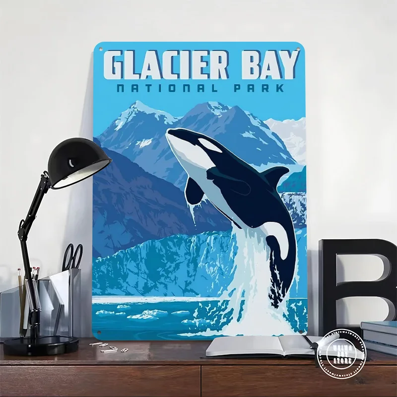 Glacier Bay National Park 3D Texture Metal Poster Customized Wall Art Tin Sign Gift for Mancave Living Room Interior Decoration
