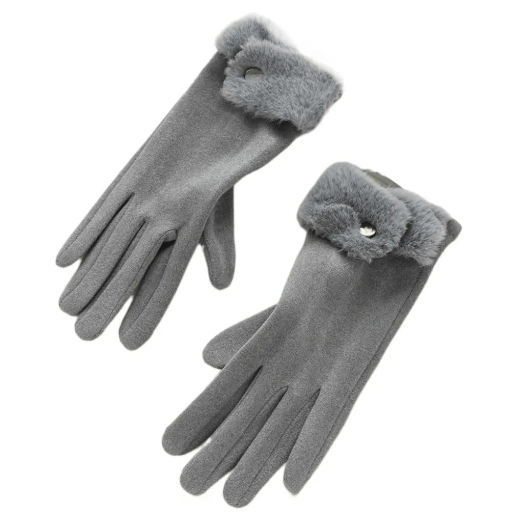 

Fashion Velvet Plush Gloves Thick Touch Screen Winter Gloves Solid Color Windproof Women Mittens Winter