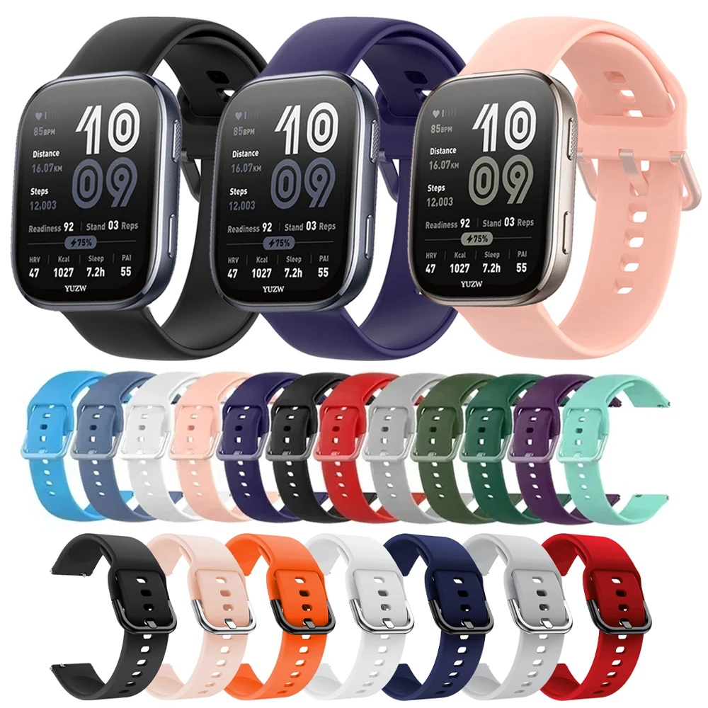 Pour Amazfit Bip 6 5 UNITY/Bip 3 Pro/S Lite/U Pro/GTR 42mm Correa 20 22mm bracelet en Silicone pour Amazfit GTS 4 Mini/2 2E 3 bracelet