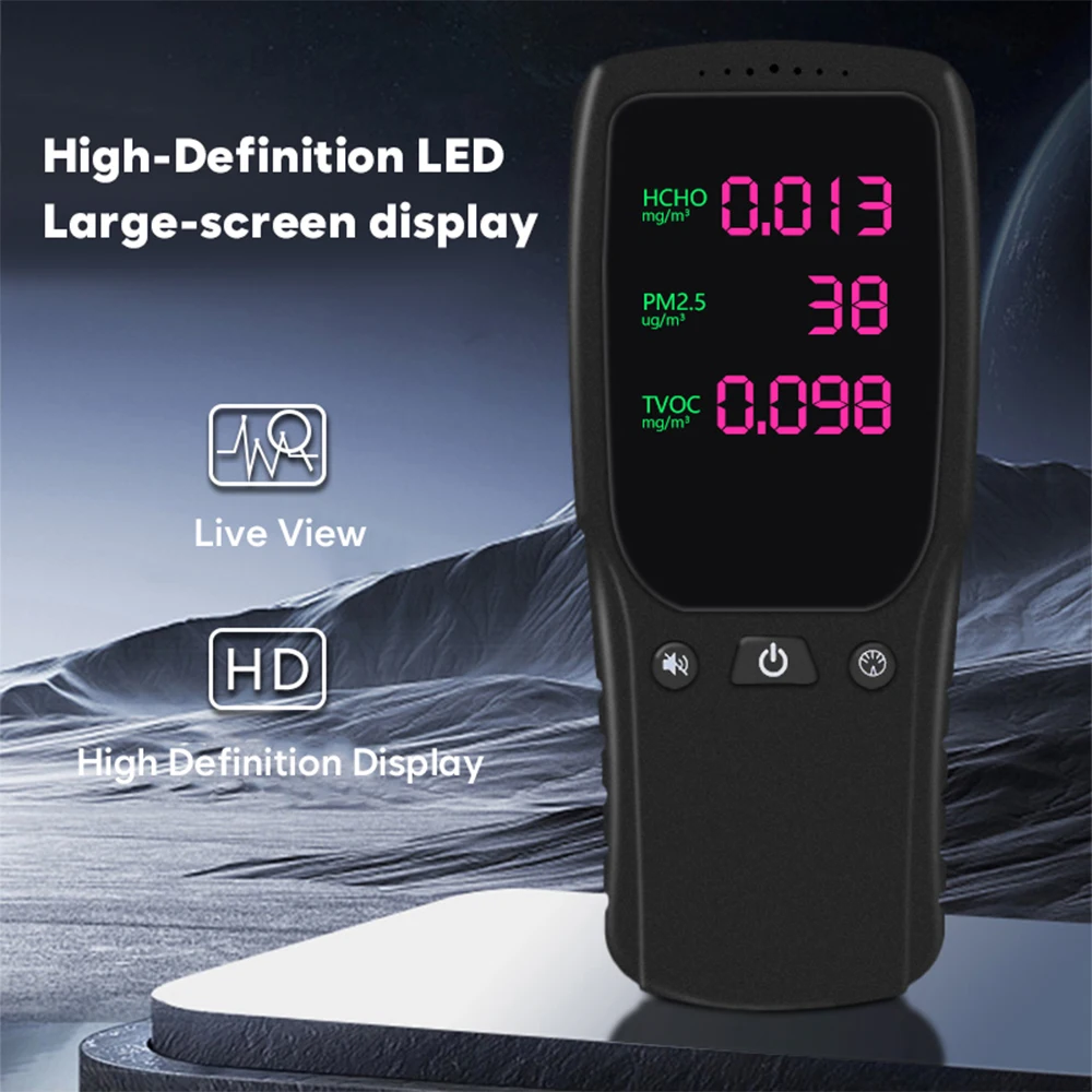 

New HCHO Gas Detector LED Accurate Digital Display PM2.5 TVOC Air Quality Monitoring Instrument Home Indoor HCHO Gas Detector