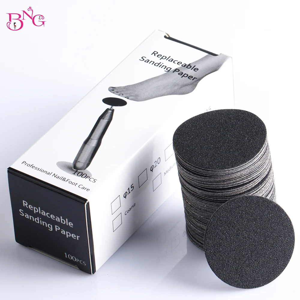 BNG Callus Remover Sandpaper Discs Pedicure Tool Replacement Accessory 35mm Metal Shaft Sanding Disc Bit for Cracked Skin Remove