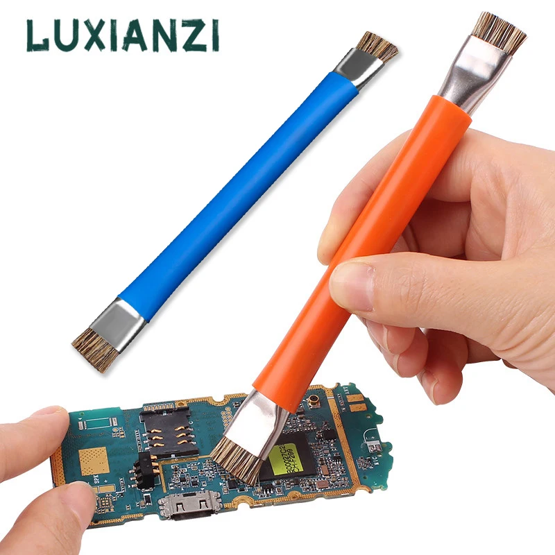 LUXIANZI ESD Anti-Static Brush Double Head Insulation Hard Brush For Mobile Phone Motherboard PCB Cleaning Dust Repair Tool Kit