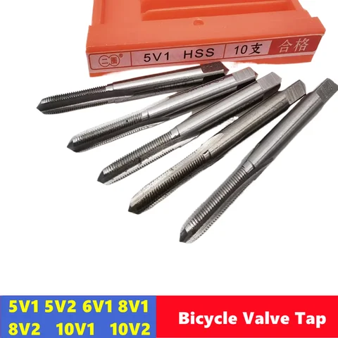 1 шт., кран для шин из быстрорежущей стали W6542, 5V1, 5V2, 6V1, 8V1, 8V2, 8CV, 10V1, 10V2, инструмент для нарезания внутренней резьбы клапана шины велосипеда