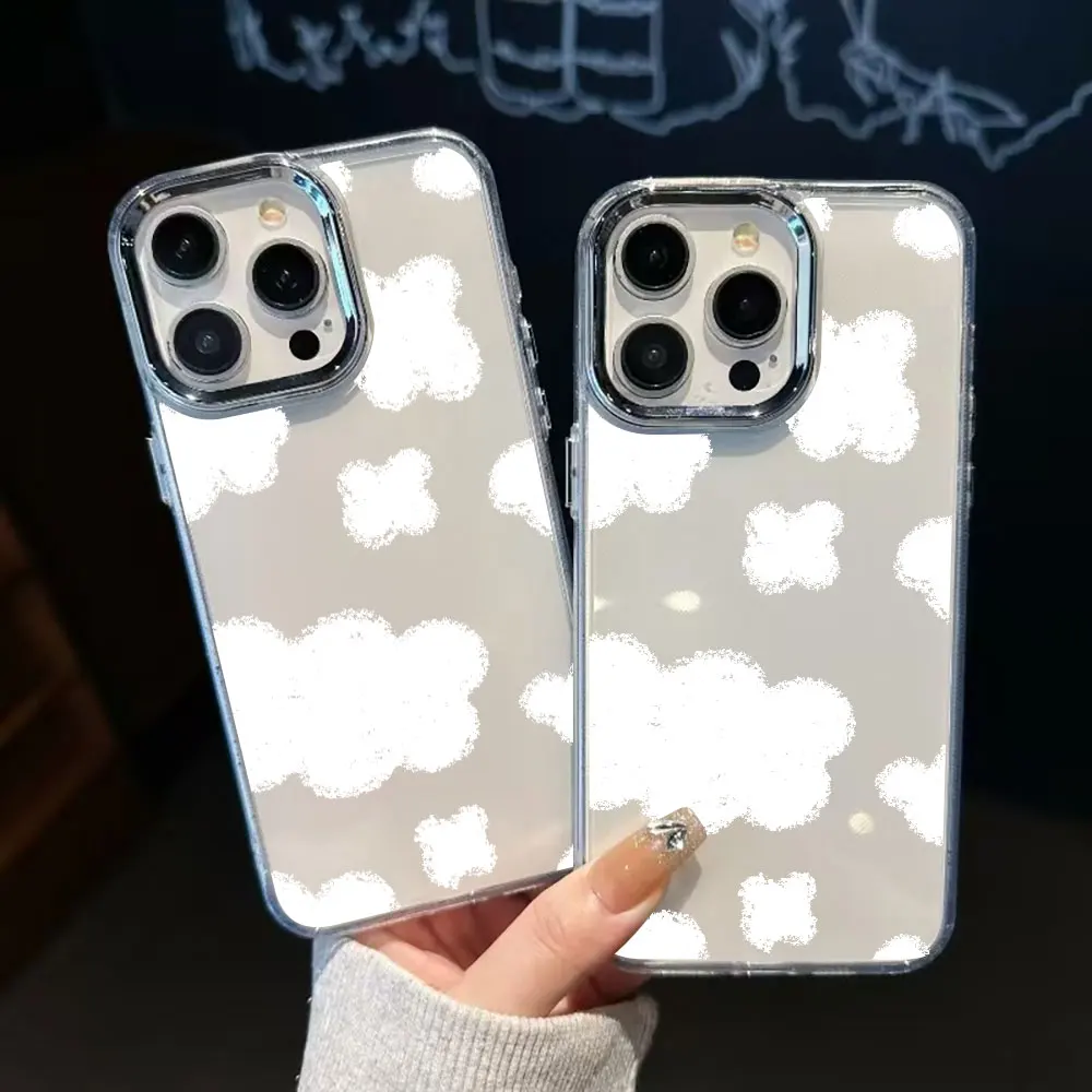 Fresh Cute Chalk White Cloud Case For Samsung Note 20 Ultra 10 Plus Transparent Phone Cover J7 Prime M10s M01s M15 M13 M12 Coque