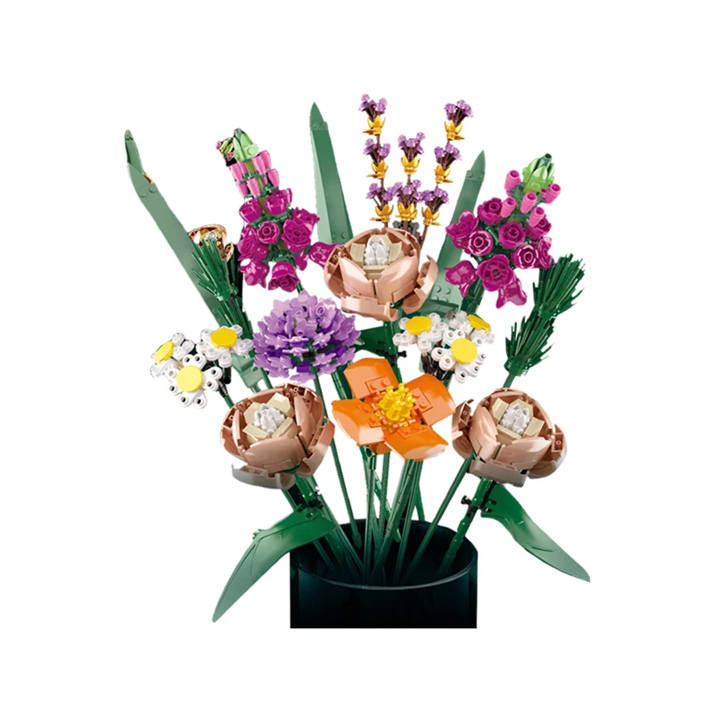 

Дизайн цветочного букета, растение в горшке орхидеи, набор моделей строительных блоков, творческое образование, архитектурные игрушки, до мальчиков и девочек.